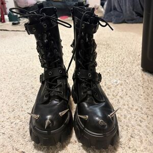 Black Spiked Combat Boots